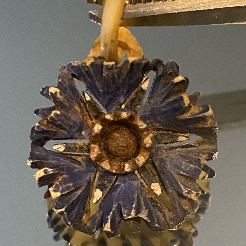 Vintage Blue and Brown Floral Pendant